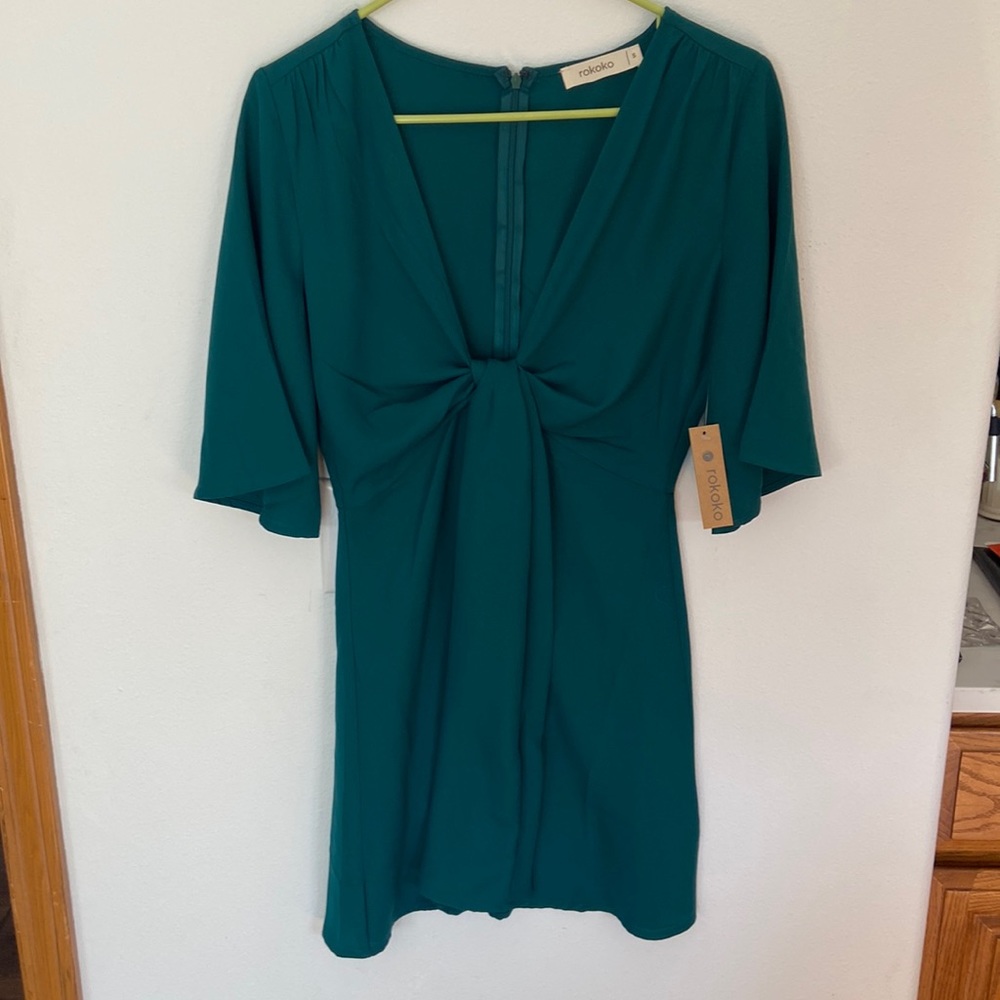 Green deep v dress